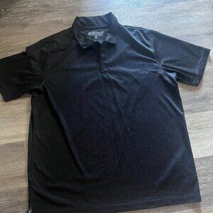 Pebble Beach Dry Luxe Performance Mens XXL Polo Herringbone Print Black